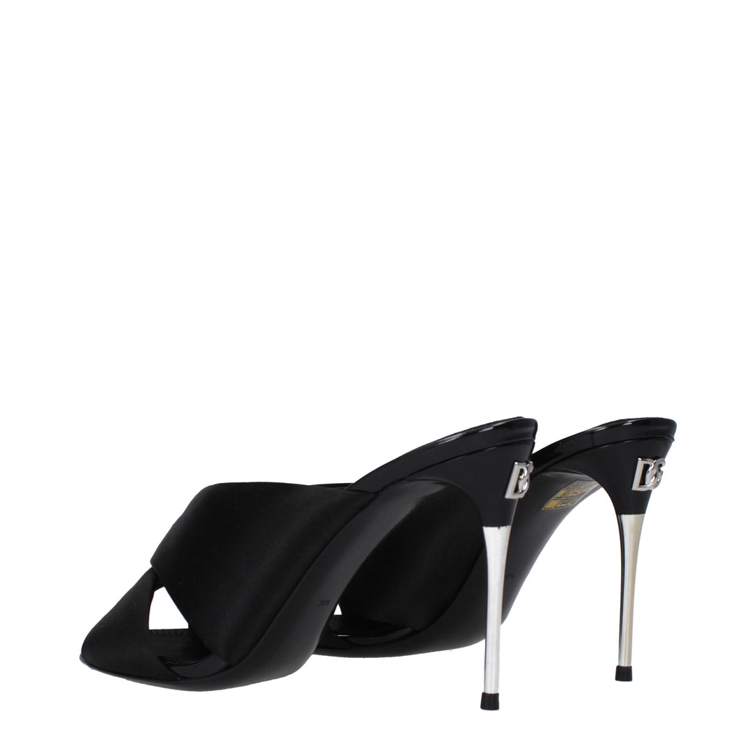 Dolce & Gabbana Black Satin Stiletto Heel Sandals