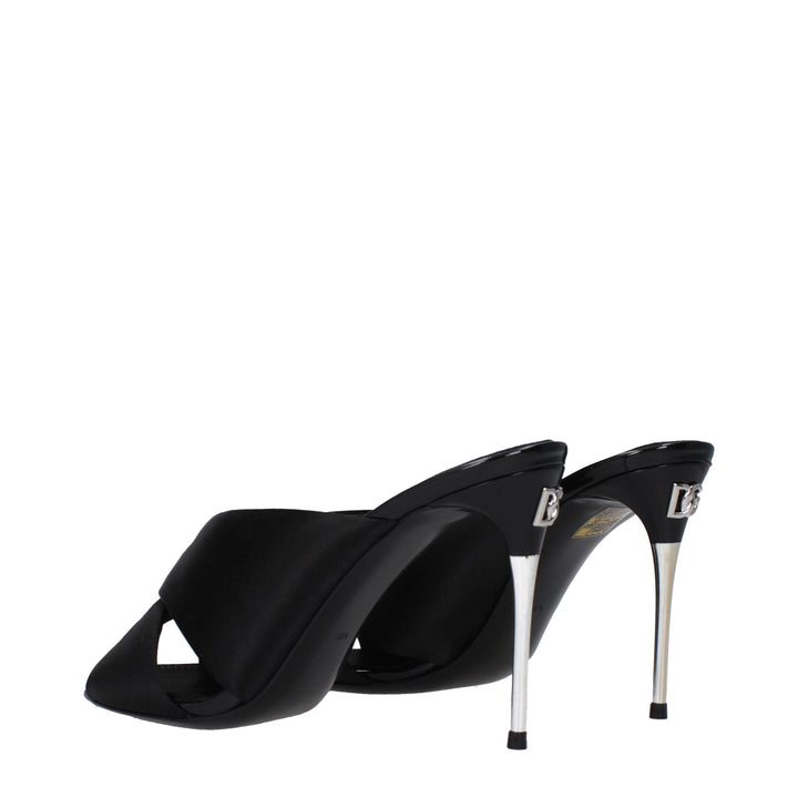 Dolce & Gabbana Black Satin Stiletto Heel Sandals