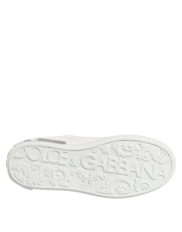 Dolce & Gabbana White Purple Leather Low Top Sneakers Shoes