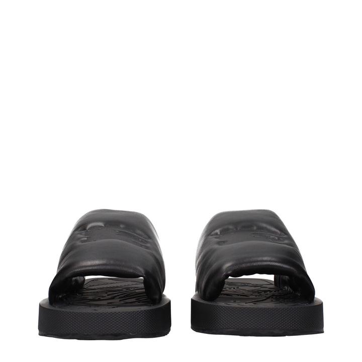 Burberry Black Leather Slippers Sandals