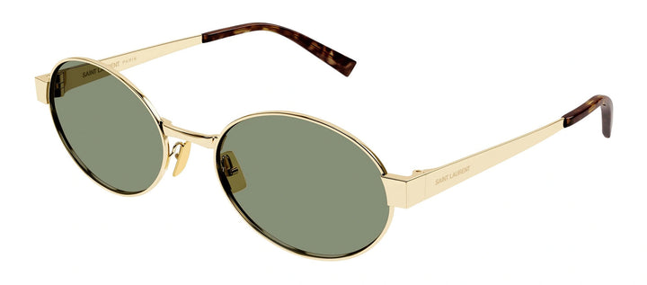 Saint Laurent NEW WAVE SL 692 003 Oval Metal Gold Sunglasses with Green Lens