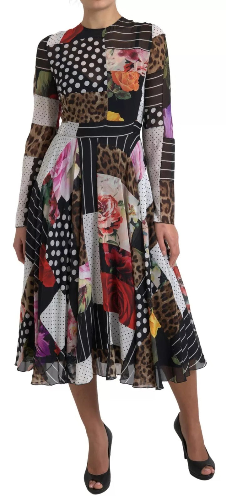 Dolce &amp; Gabbana Sample Sale Dolce &amp; Gabbana Multicolor Patchwork Floral Leopard Dress - | Designer outlet