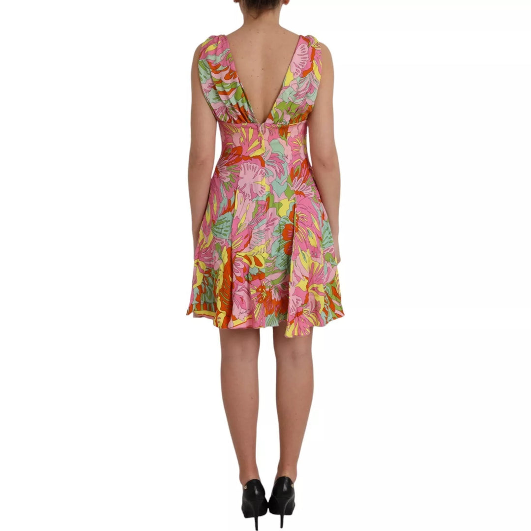Dolce &amp; Gabbana Sample Sale Dolce &amp; Gabbana Multicolor Floral Silk Flared Mini Dress - | Designer outlet