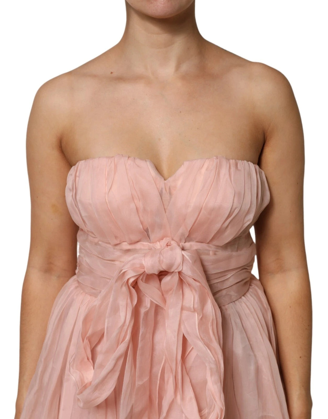 Dolce &amp; Gabbana Pink Silk Chiffon A-line Pleated Midi Dress by Dolce &amp; Gabbana outlet now on sale