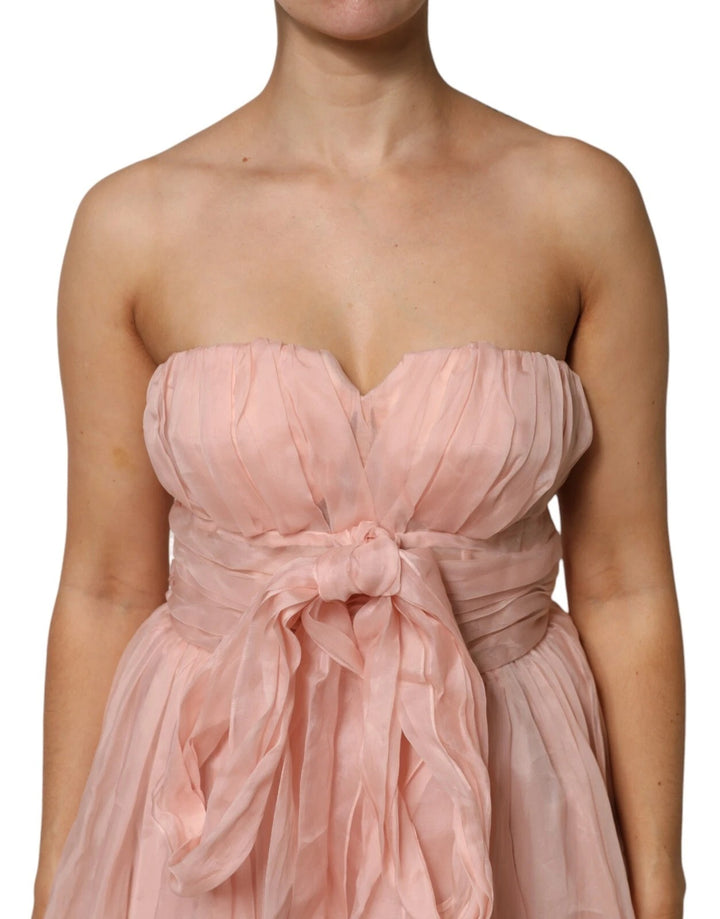 Dolce &amp; Gabbana Pink Silk Chiffon A-line Pleated Midi Dress by Dolce &amp; Gabbana outlet now on sale