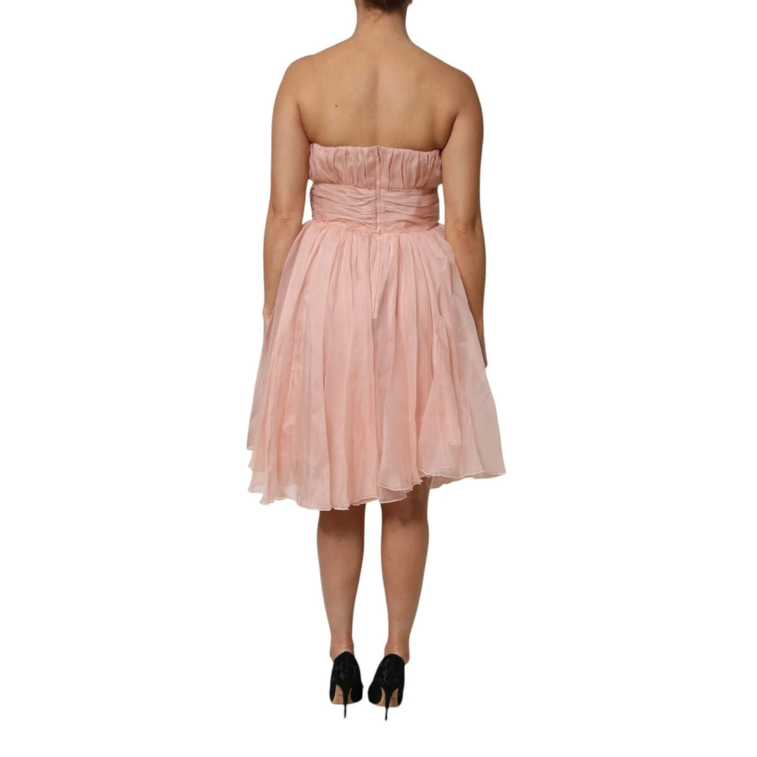 Dolce &amp; Gabbana Pink Silk Chiffon A-line Pleated Midi Dress by Dolce &amp; Gabbana outlet now on sale