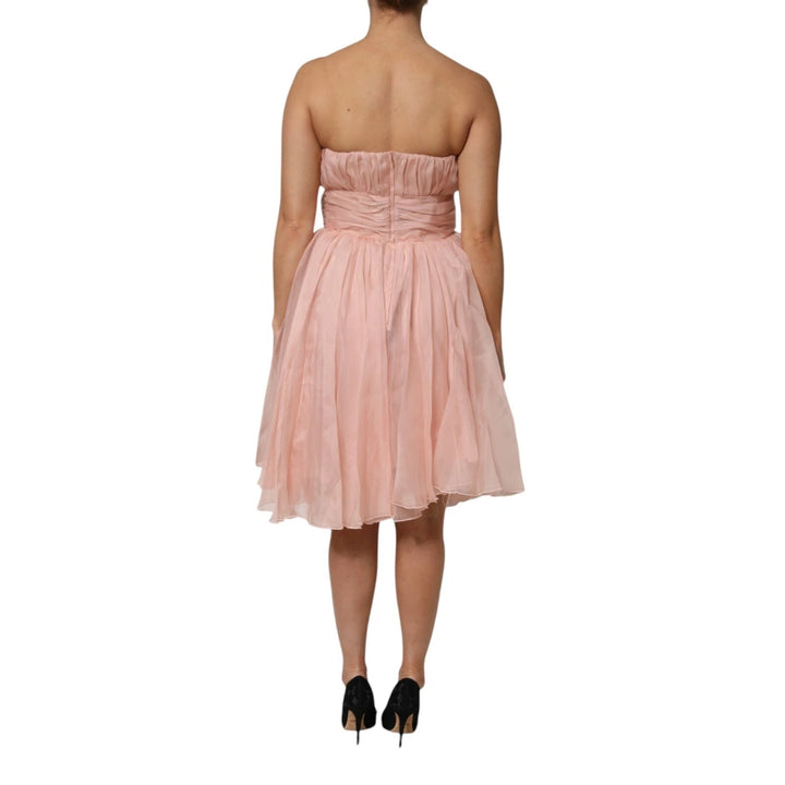 Dolce &amp; Gabbana Pink Silk Chiffon A-line Pleated Midi Dress by Dolce &amp; Gabbana outlet now on sale