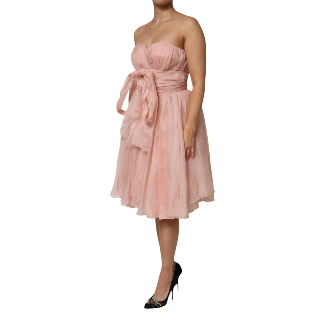 Dolce &amp; Gabbana Pink Silk Chiffon A-line Pleated Midi Dress by Dolce &amp; Gabbana outlet now on sale