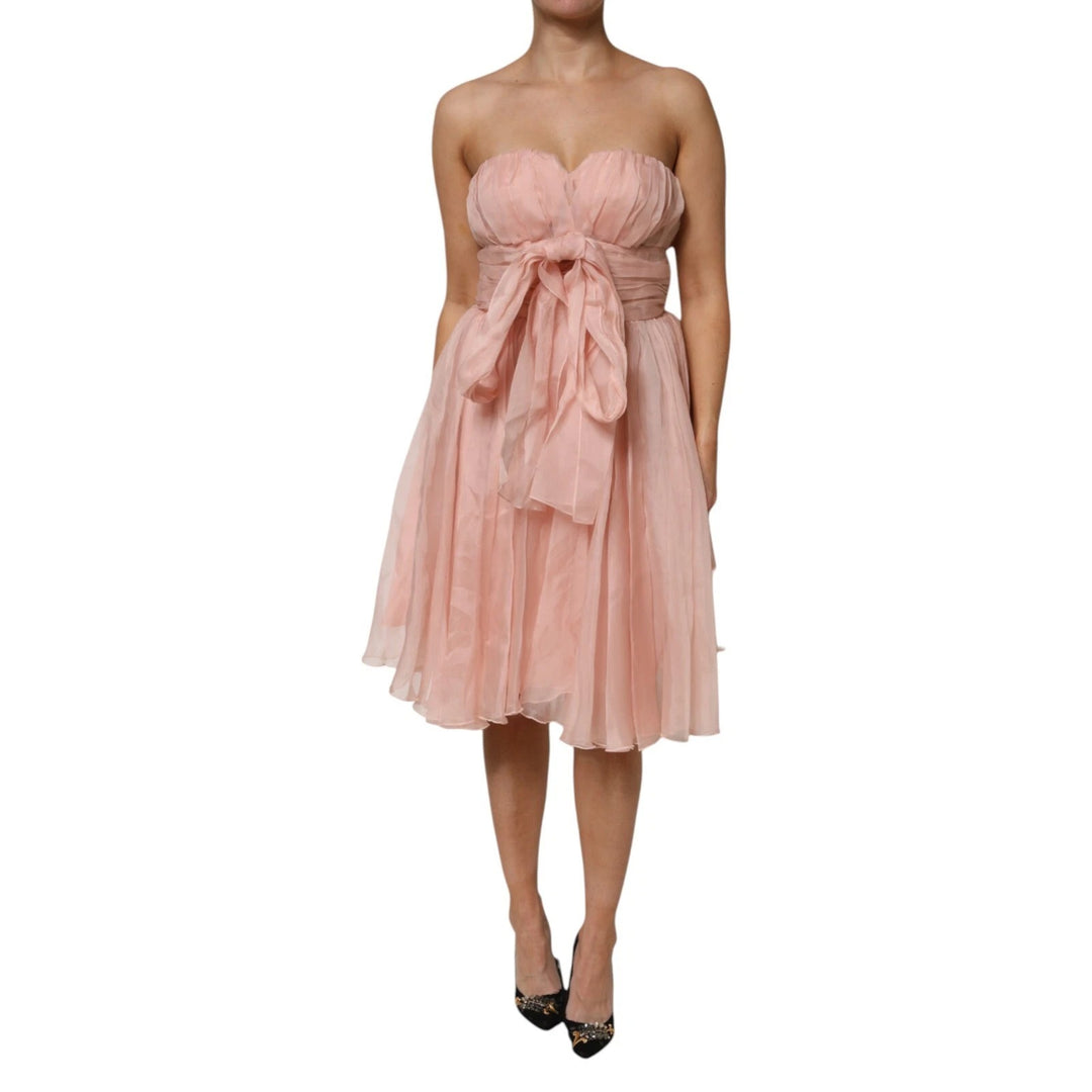 Dolce &amp; Gabbana Pink Silk Chiffon A-line Pleated Midi Dress by Dolce &amp; Gabbana outlet now on sale
