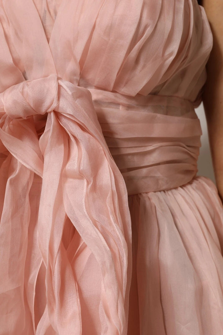 Dolce &amp; Gabbana Pink Silk Chiffon A-line Pleated Midi Dress by Dolce &amp; Gabbana outlet now on sale