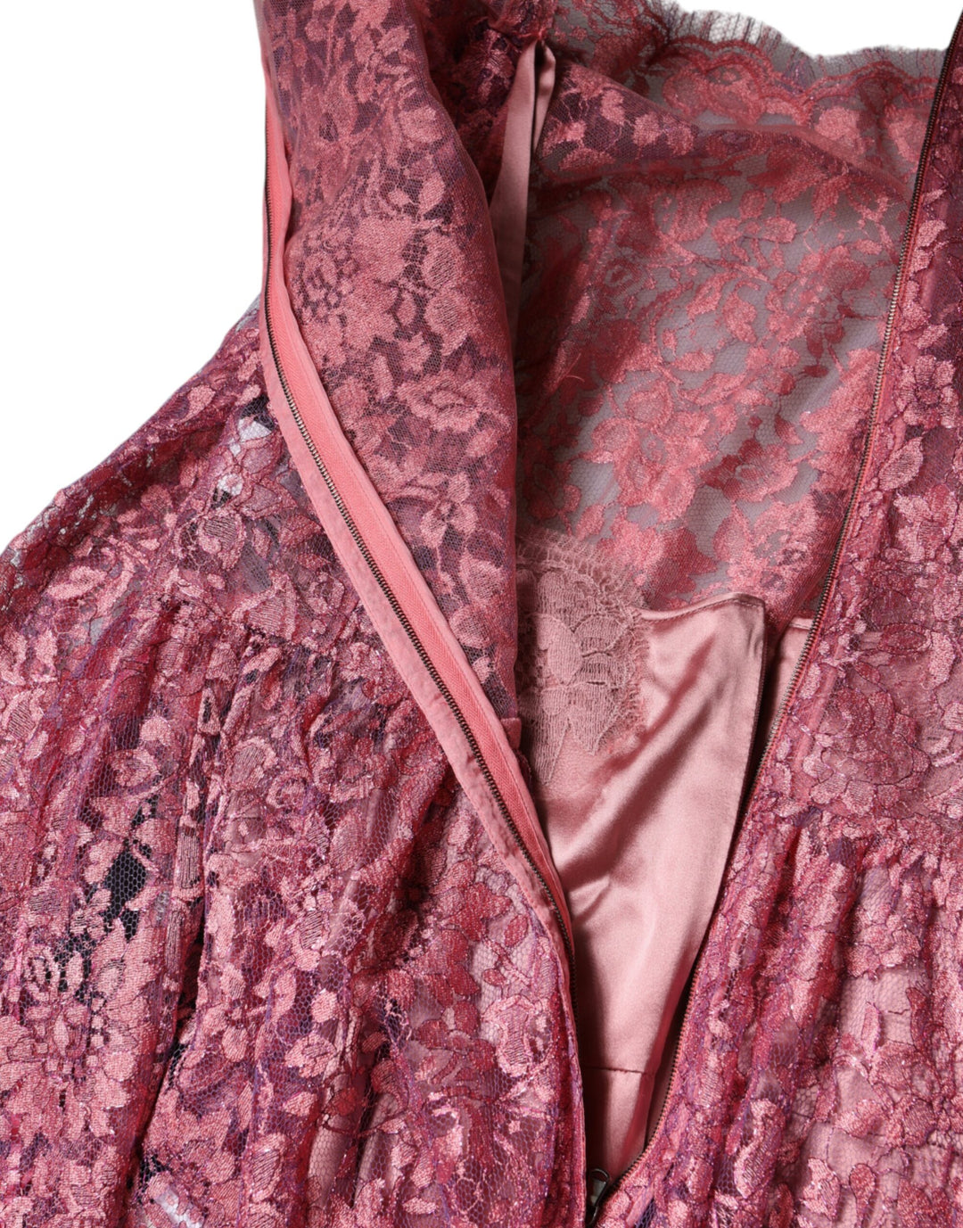 Dolce &amp; Gabbana Sample Sale Dolce &amp; Gabbana Pink Floral Lace Long Sleeve Midi Dress - | Designer outlet