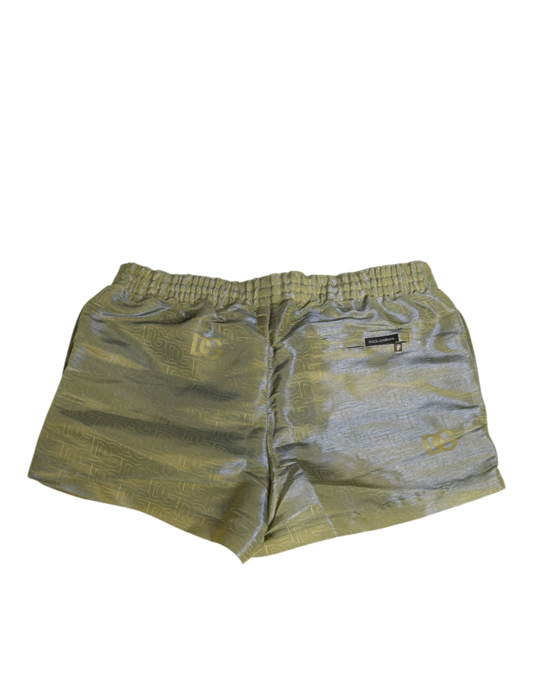 Dolce &amp; Gabbana Sample Sale Dolce &amp; Gabbana Green Polyester Metallic Logo Print Men Swimwear - | Designer outlet