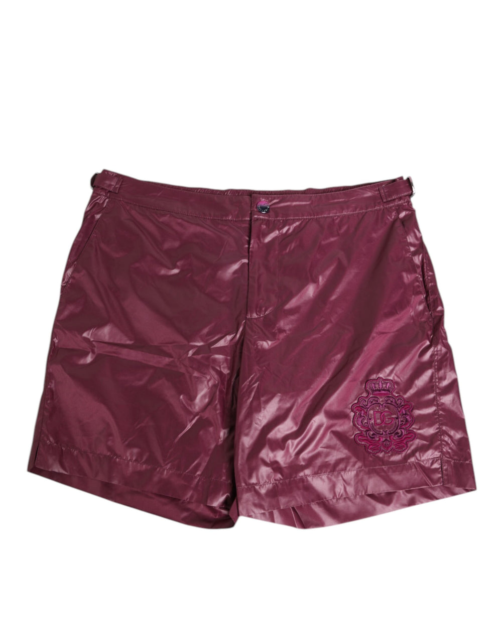 Dolce & Gabbana Burgundy Polyester Logo Embossed Crest Swimwear by Dolce & Gabbana outlet now on sale