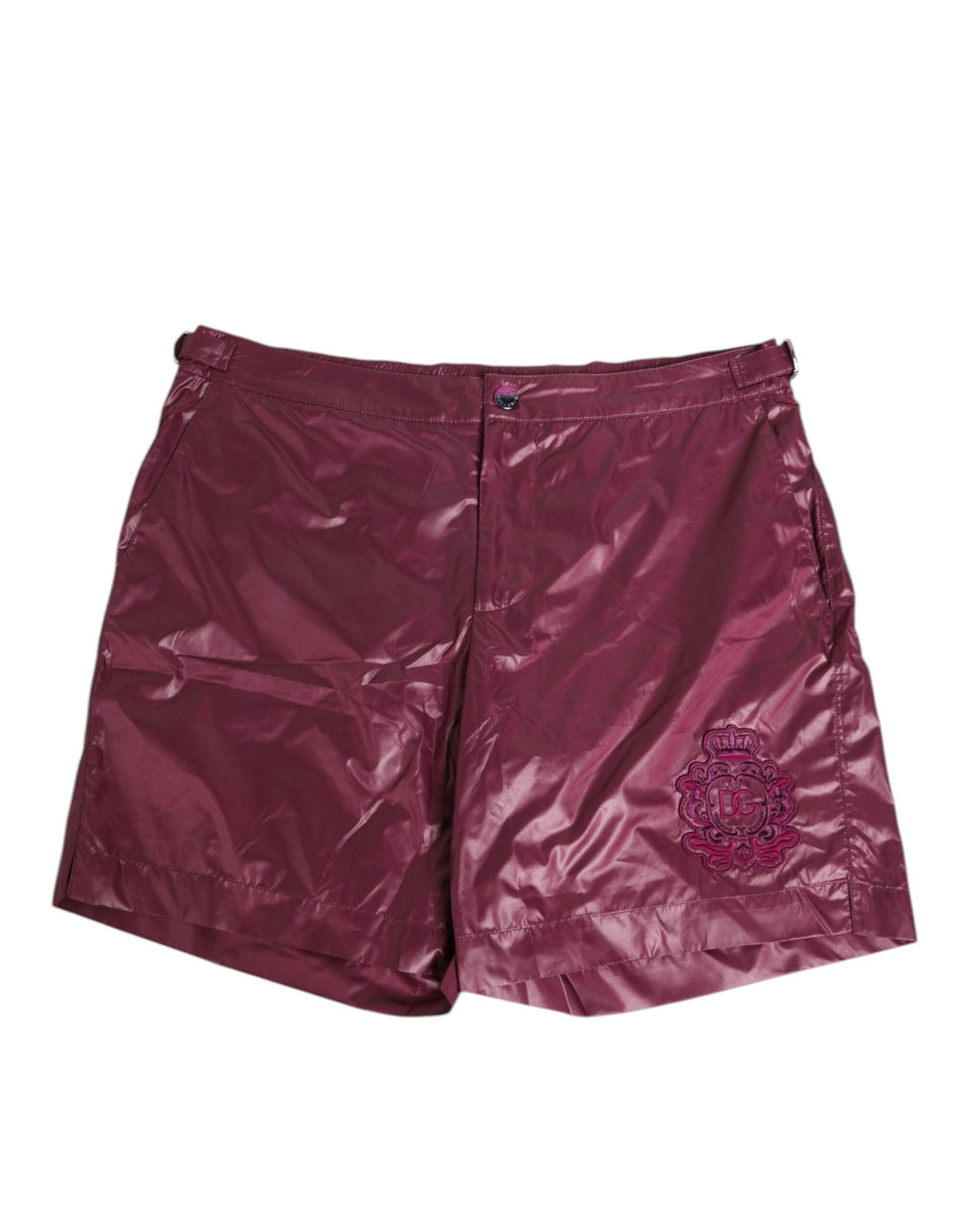 Dolce & Gabbana Burgundy Polyester Logo Embossed Crest Swimwear by Dolce & Gabbana outlet now on sale