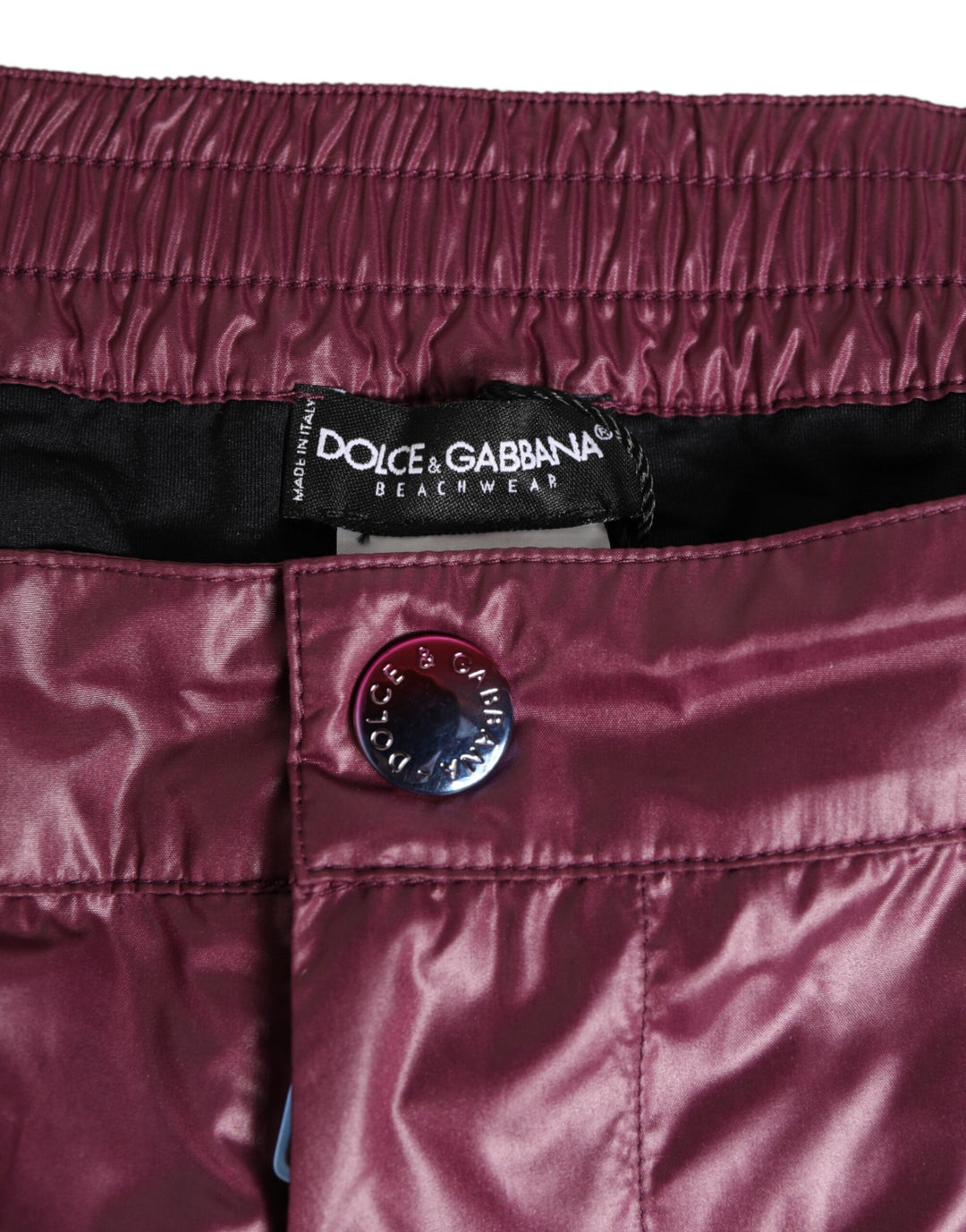 Dolce &amp; Gabbana Burgundy Polyester Logo Embossed Crest Swimwear by Dolce &amp; Gabbana outlet now on sale