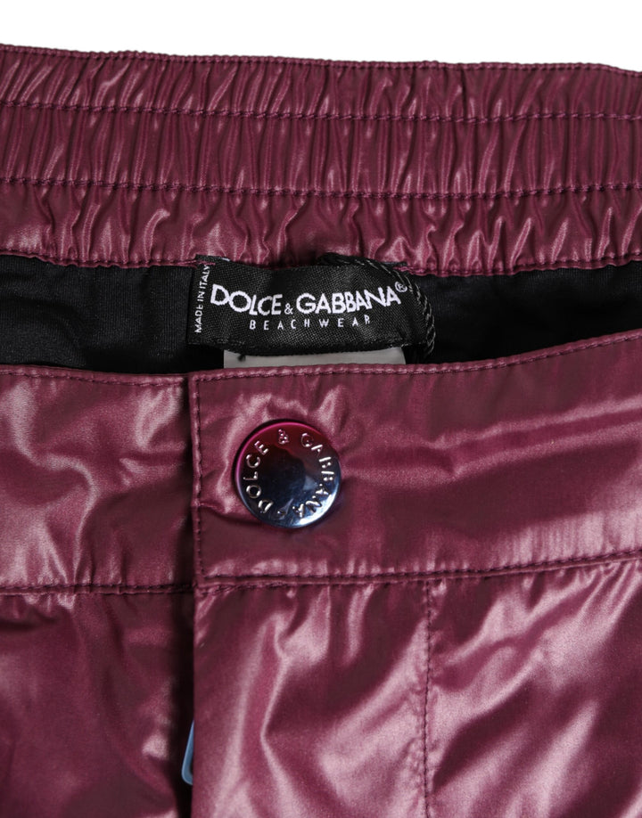 Dolce &amp; Gabbana Burgundy Polyester Logo Embossed Crest Swimwear by Dolce &amp; Gabbana outlet now on sale
