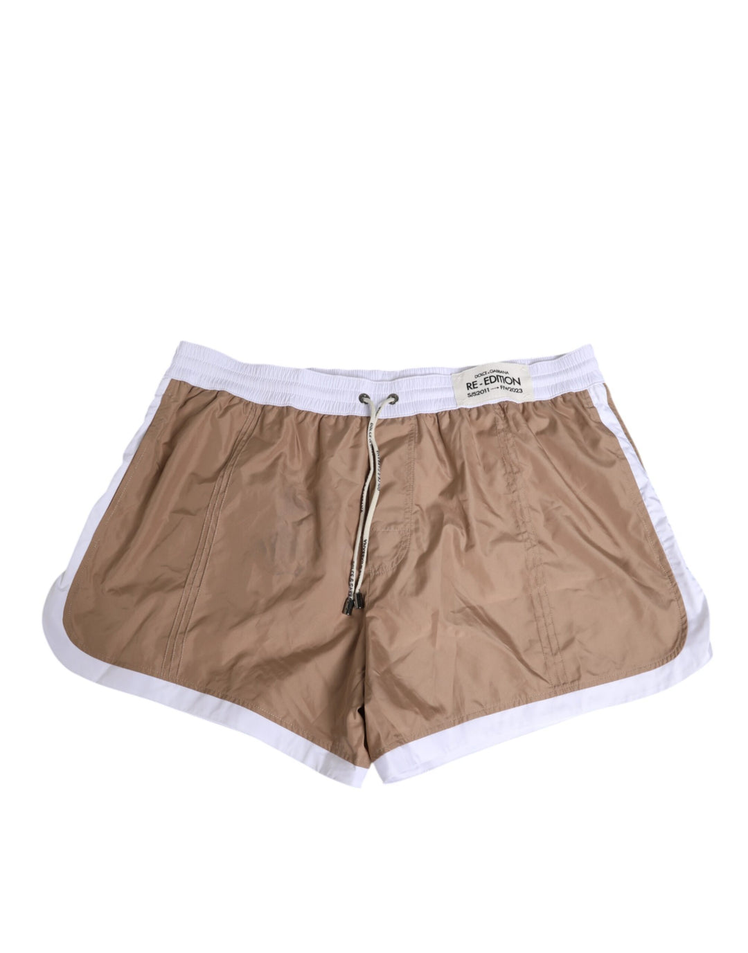 Dolce &amp; Gabbana Sample Sale Dolce &amp; Gabbana Brown White Polyester Re-Edition Shorts Swimwear - | Designer outlet