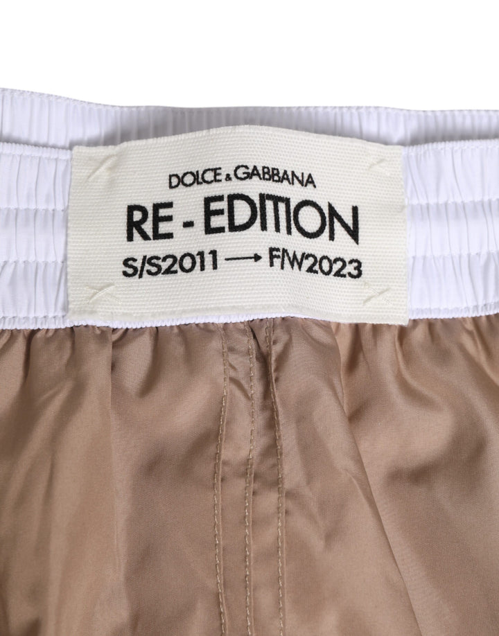 Dolce &amp; Gabbana Sample Sale Dolce &amp; Gabbana Brown White Polyester Re-Edition Shorts Swimwear - | Designer outlet