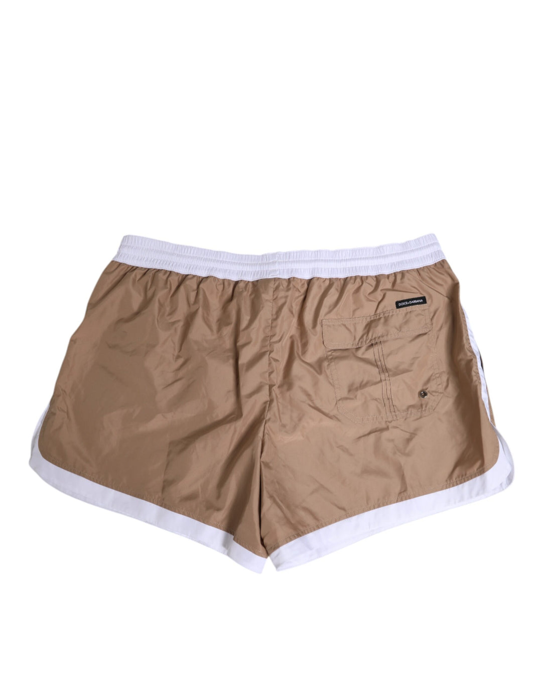 Dolce &amp; Gabbana Brown White Polyester Re-Edition Shorts Swimwear by Dolce &amp; Gabbana outlet now on sale
