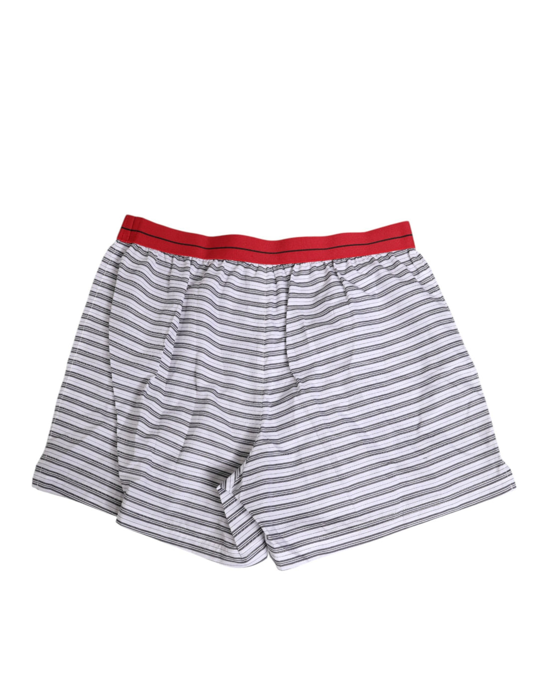 Dolce &amp; Gabbana Sample Sale Dolce &amp; Gabbana White Striped Cotton Red Waistband Shorts Swimwear - | Designer outlet