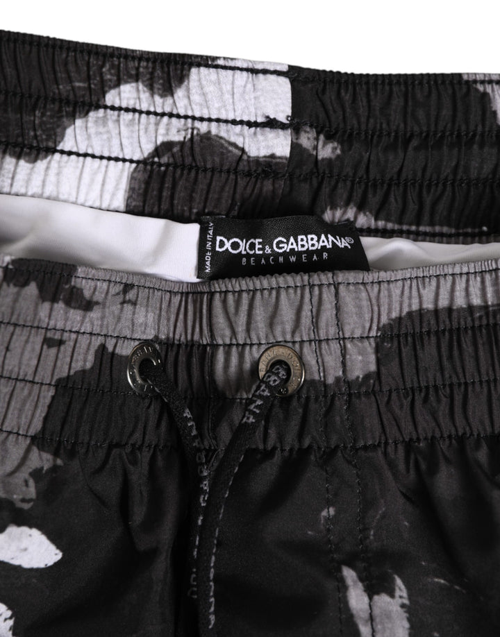Dolce &amp; Gabbana Sample Sale Dolce &amp; Gabbana Black White Camouflage DG Logo Men Swimwear - | Designer outlet