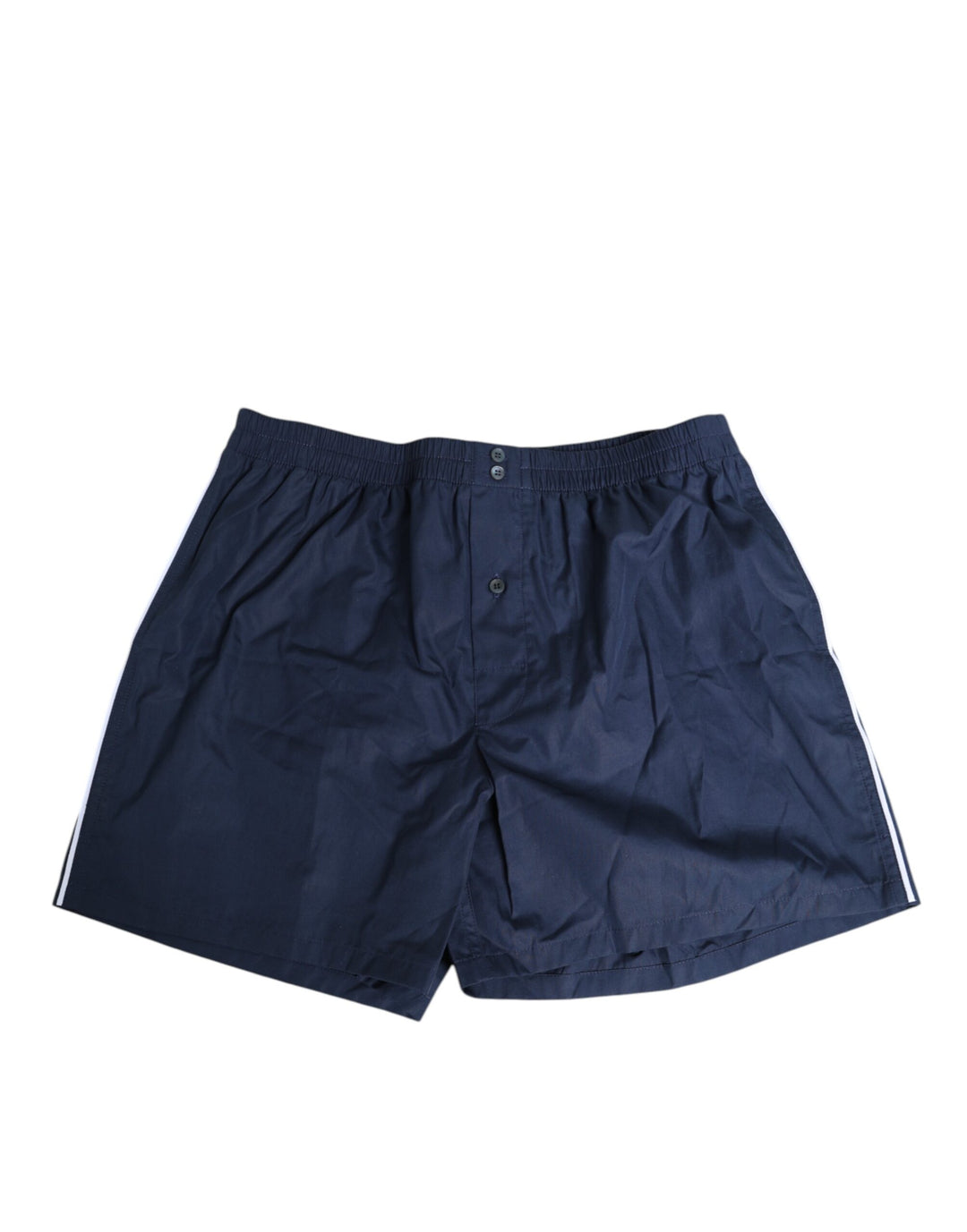 Dolce &amp; Gabbana Navy Blue Cotton Elastic Waistband Button Swimwear by Dolce &amp; Gabbana outlet now on sale