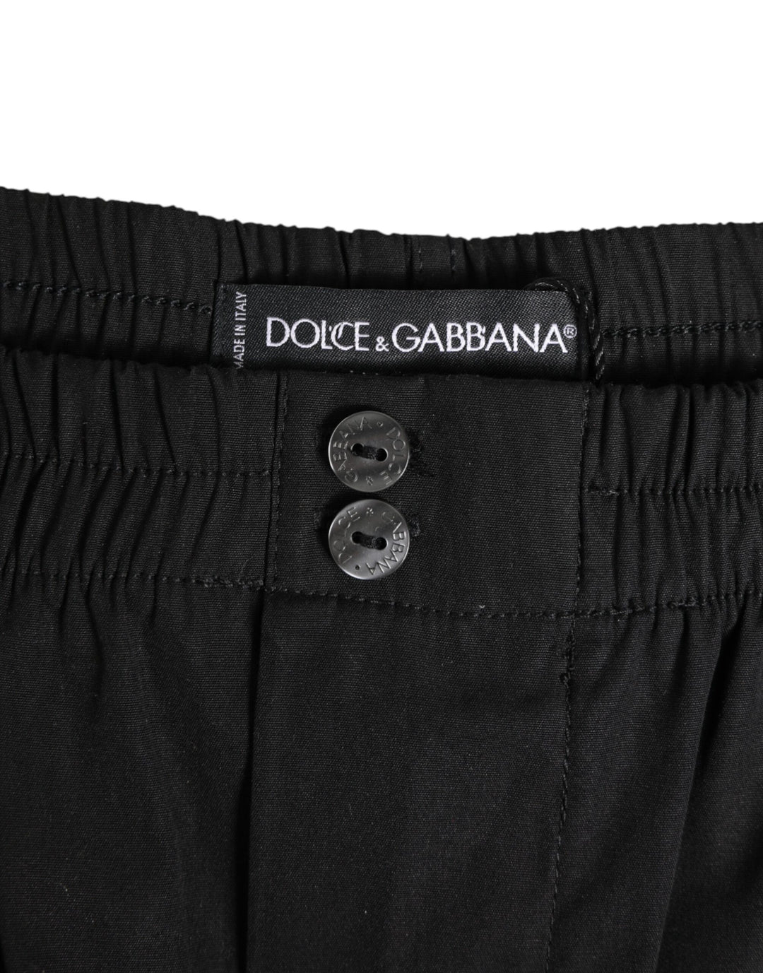 Dolce &amp; Gabbana Black Cotton Elastic Waistband Button Swimwear by Dolce &amp; Gabbana outlet now on sale