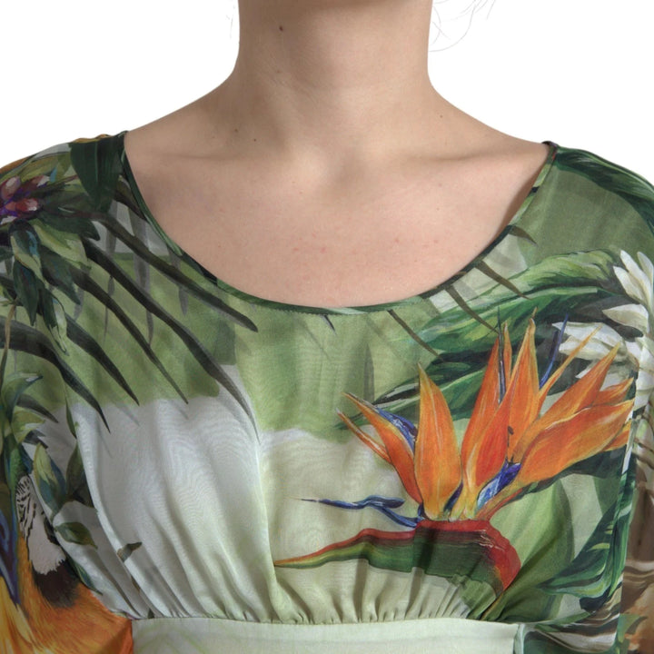 Dolce &amp; Gabbana Multicolor Silk Jungle Print Women Maxi Dress by Dolce &amp; Gabbana outlet now on sale