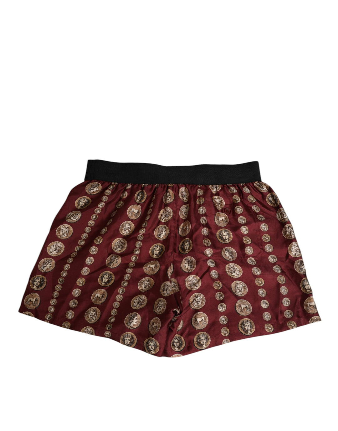 Dolce &amp; Gabbana Sample Sale Dolce &amp; Gabbana Burgundy Silk Coin Print Men Boxer Short Swimwear - | Designer outlet