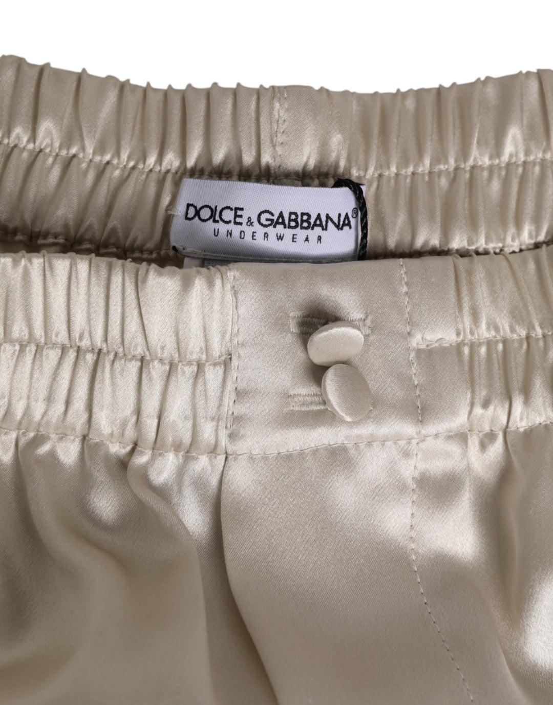 Dolce &amp; Gabbana Sample Sale Dolce &amp; Gabbana Beige Silk Satin Elastic Men Boxer Short Swimwear - | Designer outlet
