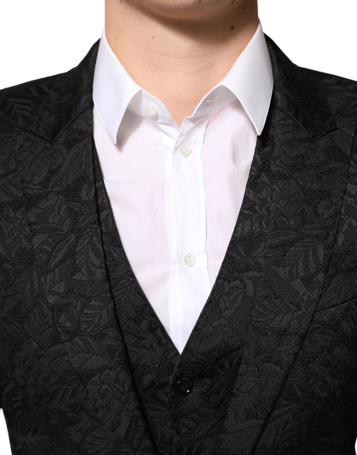 Dolce &amp; Gabbana Black 3 Piece Brocade Jacquard Suit MARTINI