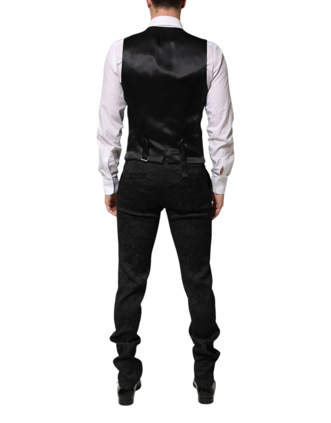 Dolce &amp; Gabbana Black 3 Piece Brocade Jacquard Suit MARTINI