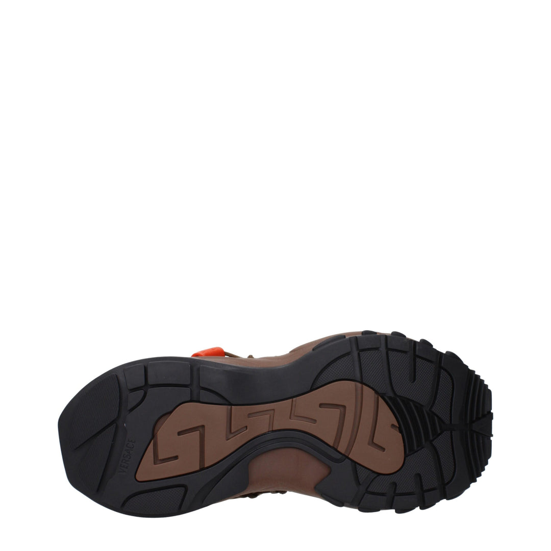 Versace Brown Fabric Athletic Sneakers