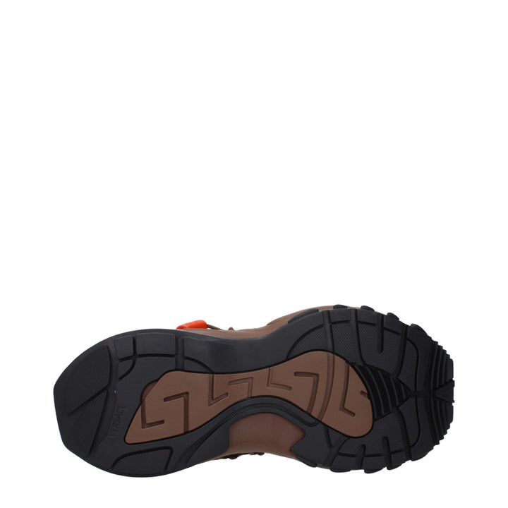 Versace Brown Fabric Athletic Sneakers