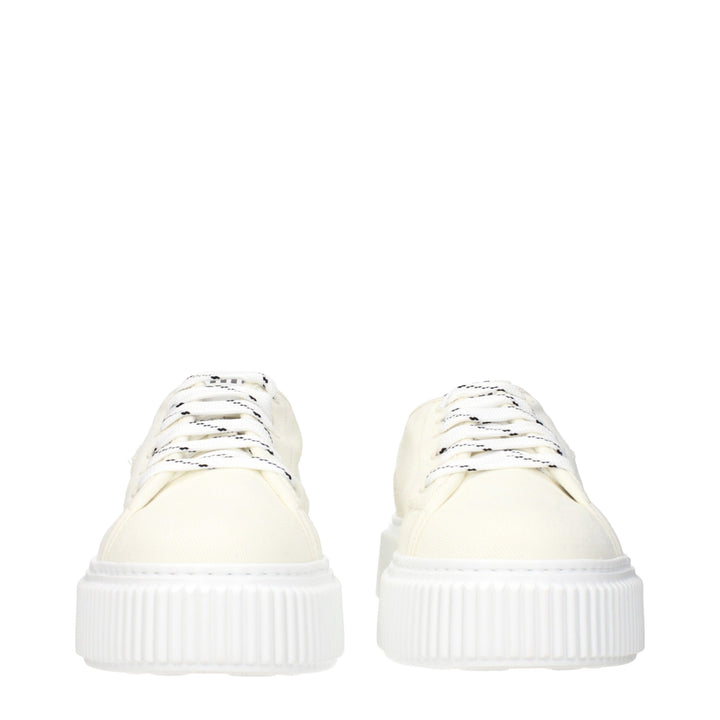 Miu Miu Beige Fabric Platform Sneakers