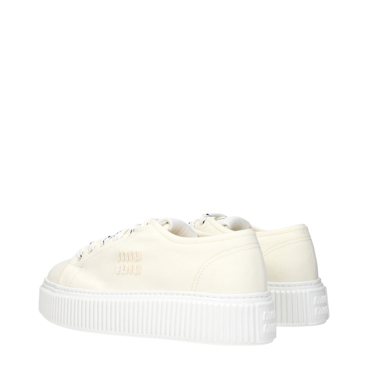 Miu Miu Beige Fabric Platform Sneakers