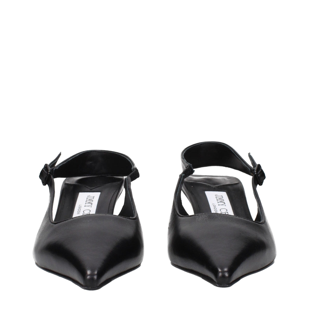 Jimmy Choo Black Leather Flat Sandals