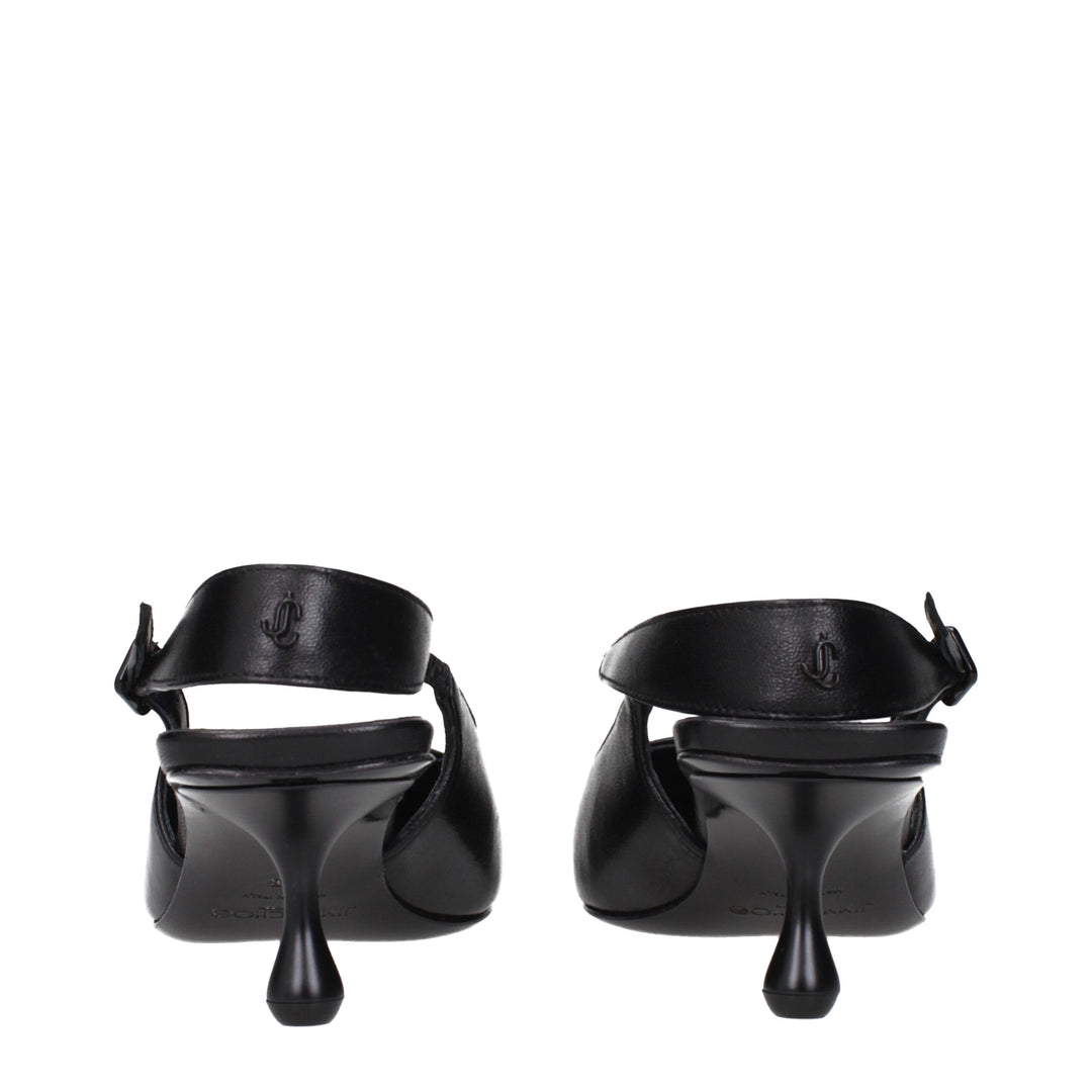 Jimmy Choo Black Leather Sandals by Jimmy Choo outlet now on sale