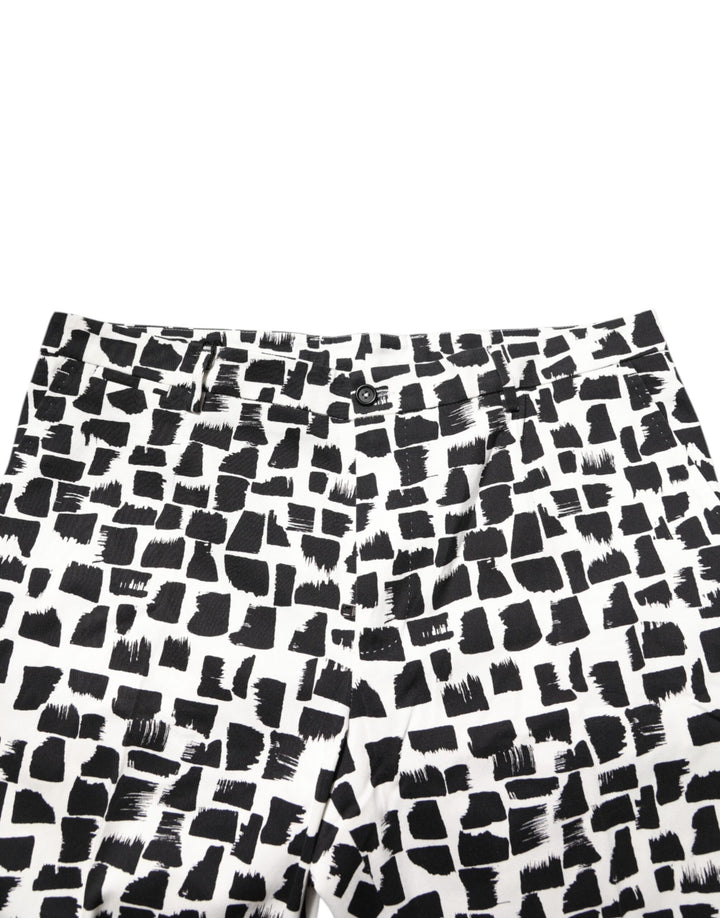 Dolce &amp; Gabbana Black White Abstract Print Cotton Blend Pants by Dolce &amp; Gabbana outlet now on sale