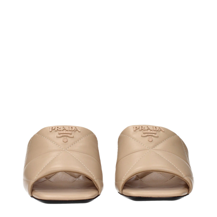 Prada Beige Leather Slippers Sandals