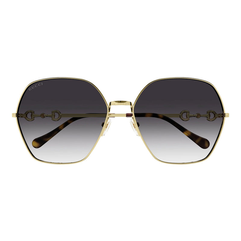 Gucci Sunglasses Geometric Full Rim, Gold Frame and Grey Gradient Lens GG1335S001