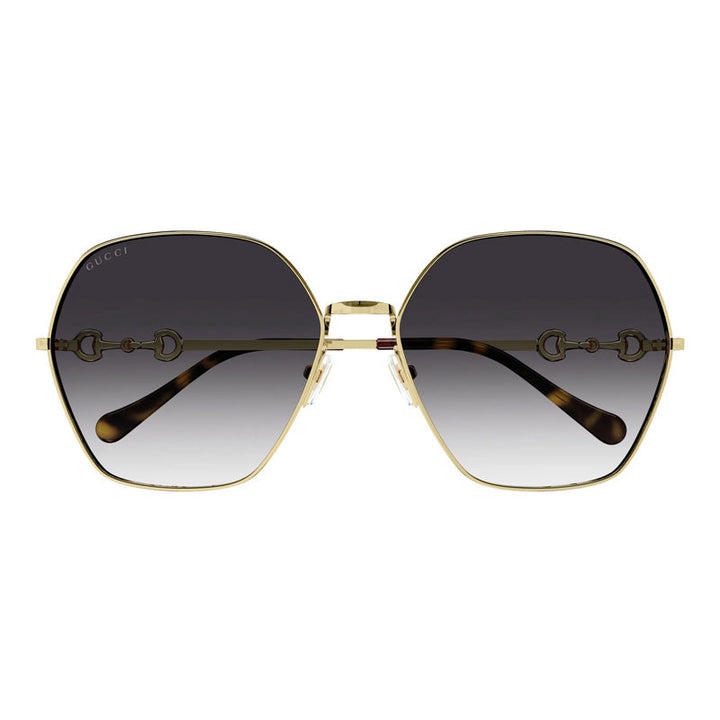 Gucci Sunglasses Geometric Full Rim, Gold Frame and Grey Gradient Lens GG1335S001