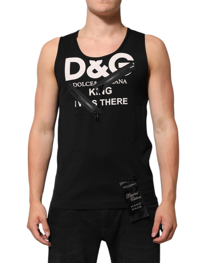 Dolce &amp; Gabbana Black Cotton Sleeveless Tank Top DG Logo Men T-shirt by Dolce &amp; Gabbana outlet now on sale