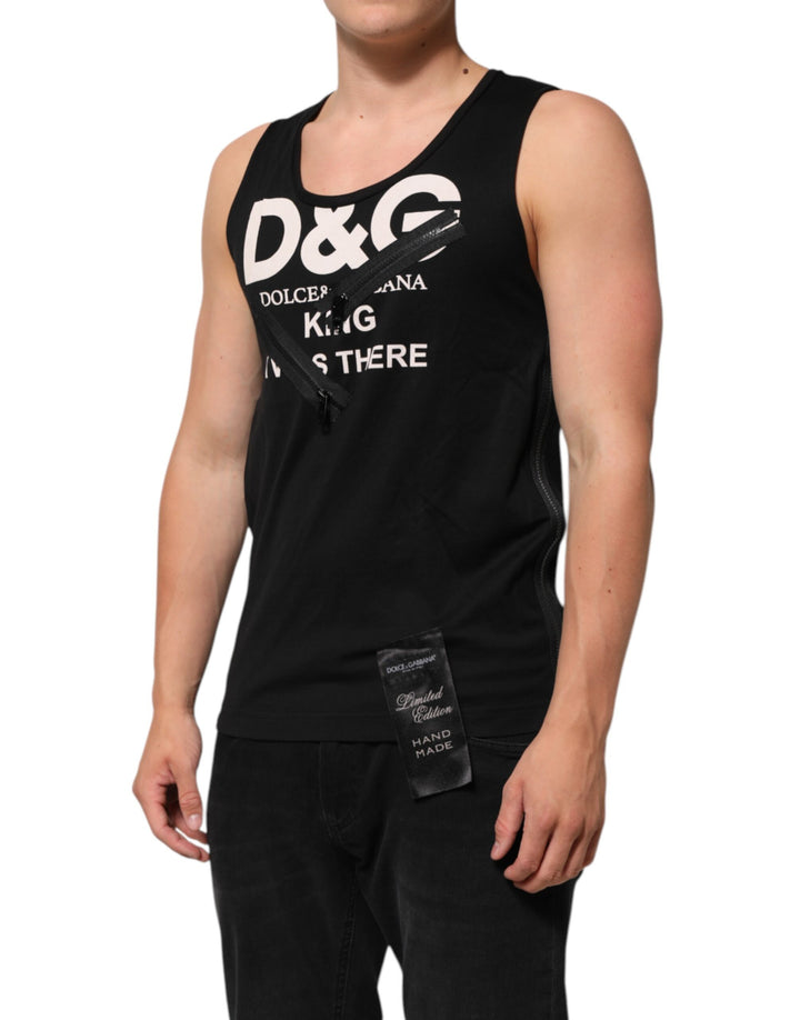 Dolce &amp; Gabbana Black Cotton Sleeveless Tank Top DG Logo Men T-shirt by Dolce &amp; Gabbana outlet now on sale