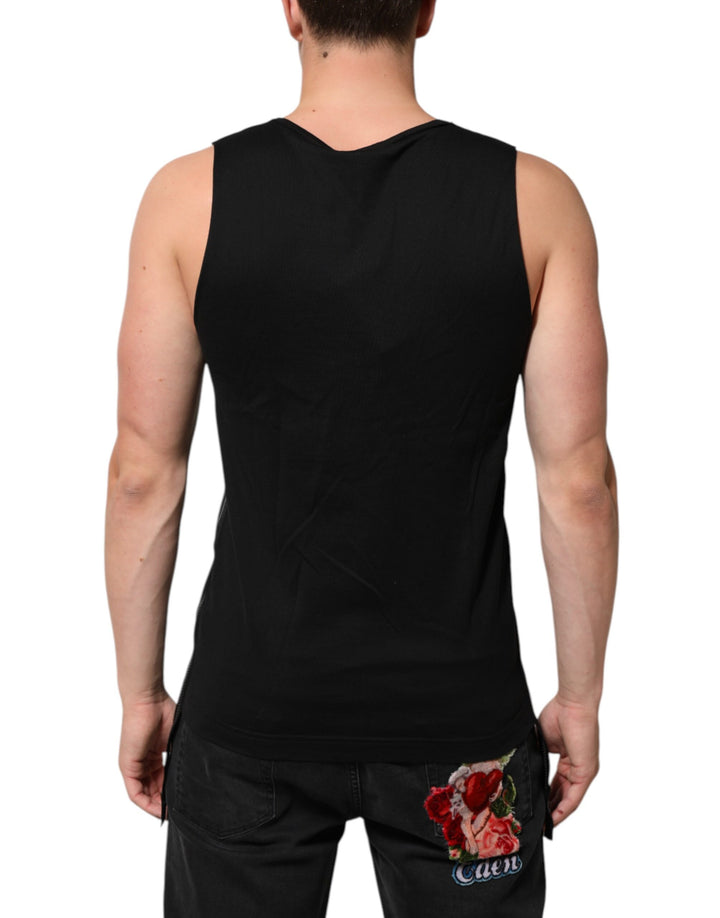 Dolce &amp; Gabbana Black Cotton Sleeveless Tank Top DG Logo Men T-shirt by Dolce &amp; Gabbana outlet now on sale