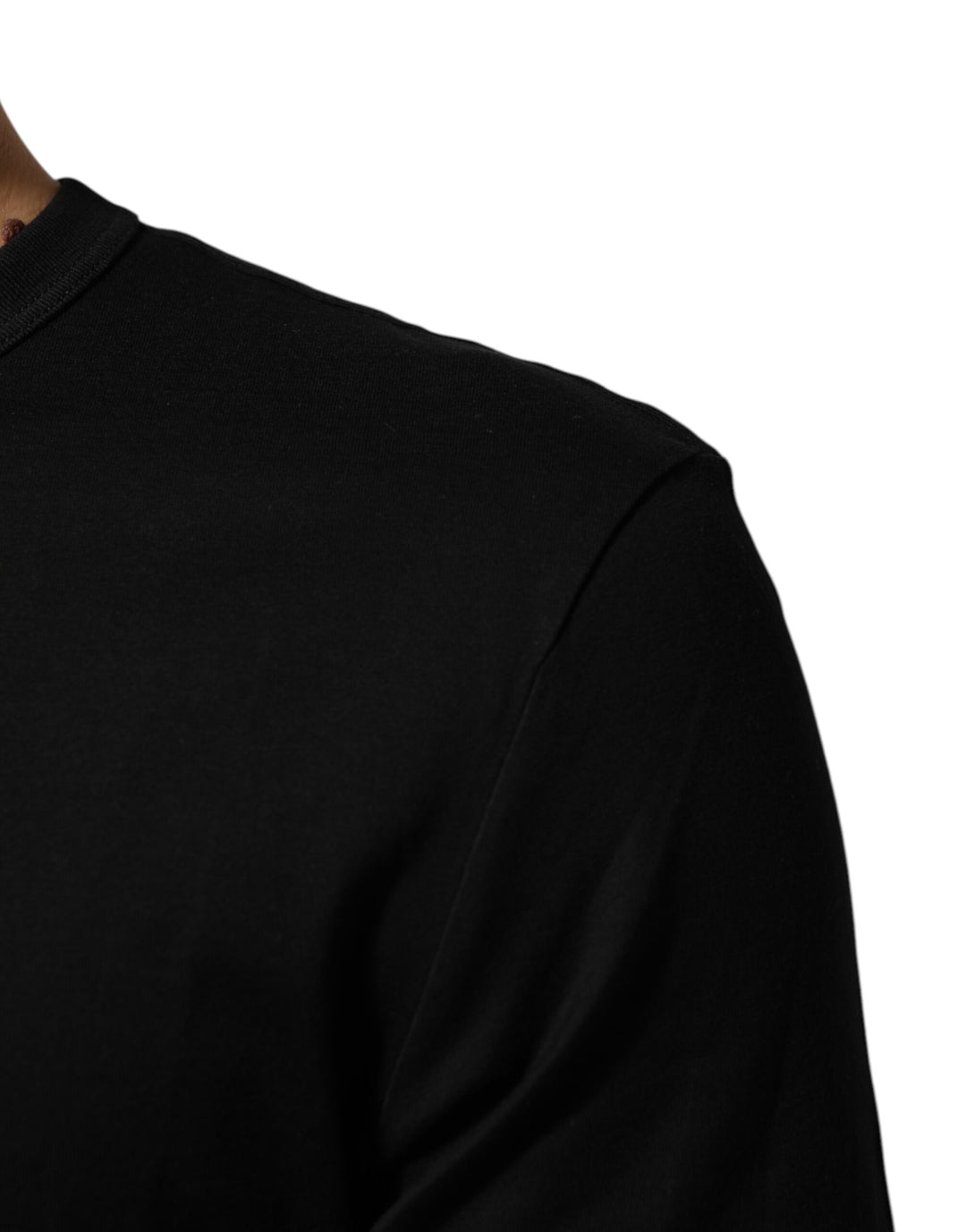 Dolce &amp; Gabbana Sample Sale Dolce &amp; Gabbana Black Cotton Velvet Logo Print Men T-shirt - | Designer outlet