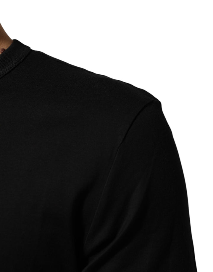 Dolce &amp; Gabbana Sample Sale Dolce &amp; Gabbana Black Cotton Velvet Logo Print Men T-shirt - | Designer outlet