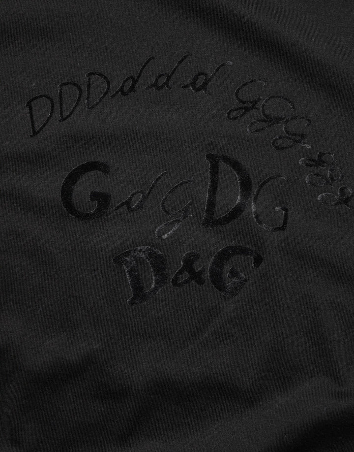 Dolce &amp; Gabbana Black Cotton Velvet Logo Print Men T-shirt by Dolce &amp; Gabbana outlet now on sale