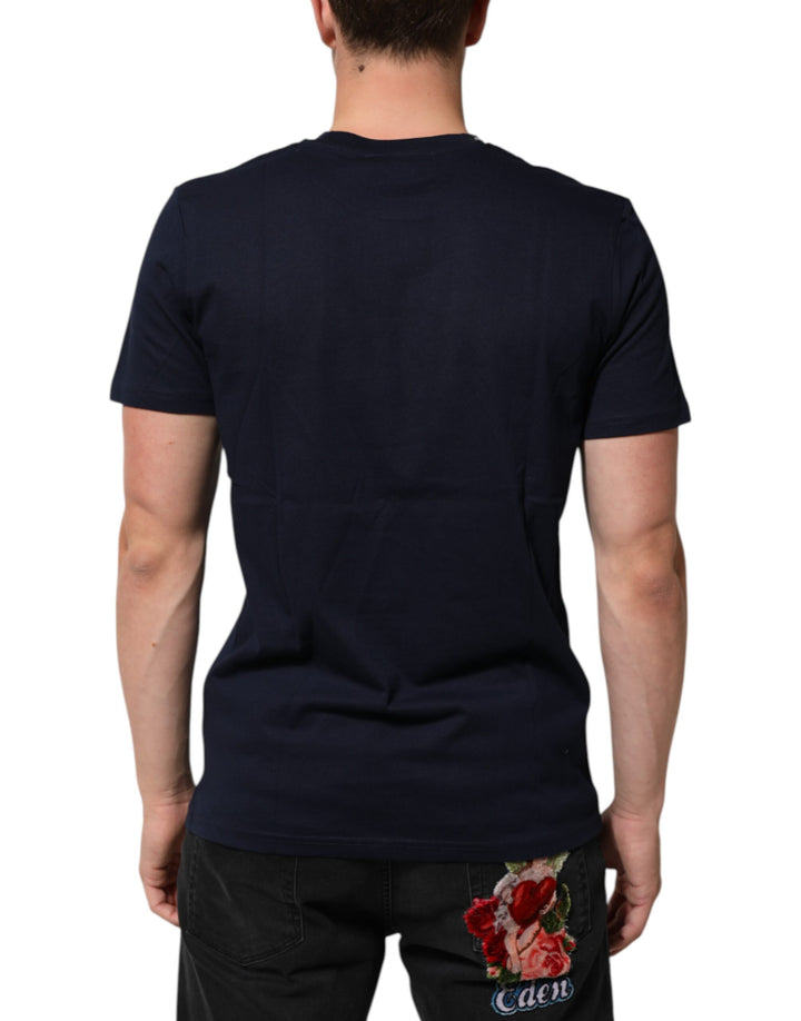 Dolce &amp; Gabbana Sample Sale Dolce &amp; Gabbana Dark Blue Cotton DG Logo Print Men’s Top T-shirt - | Designer outlet