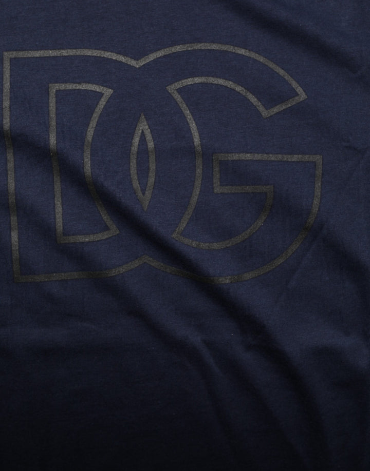 Dolce &amp; Gabbana Sample Sale Dolce &amp; Gabbana Dark Blue Cotton DG Logo Print Men’s Top T-shirt - | Designer outlet